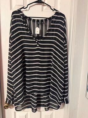 Anap Black & White Striped V-Neck Tunic